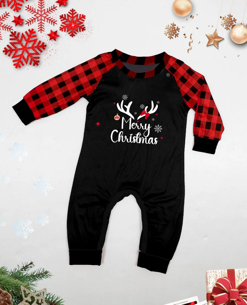 2025 Xmas Matching Family Pajamas Dear Merry Christmas Print Pjs Adult Child Sleepwear Set Baby Jumpsuit+Dog Clothes